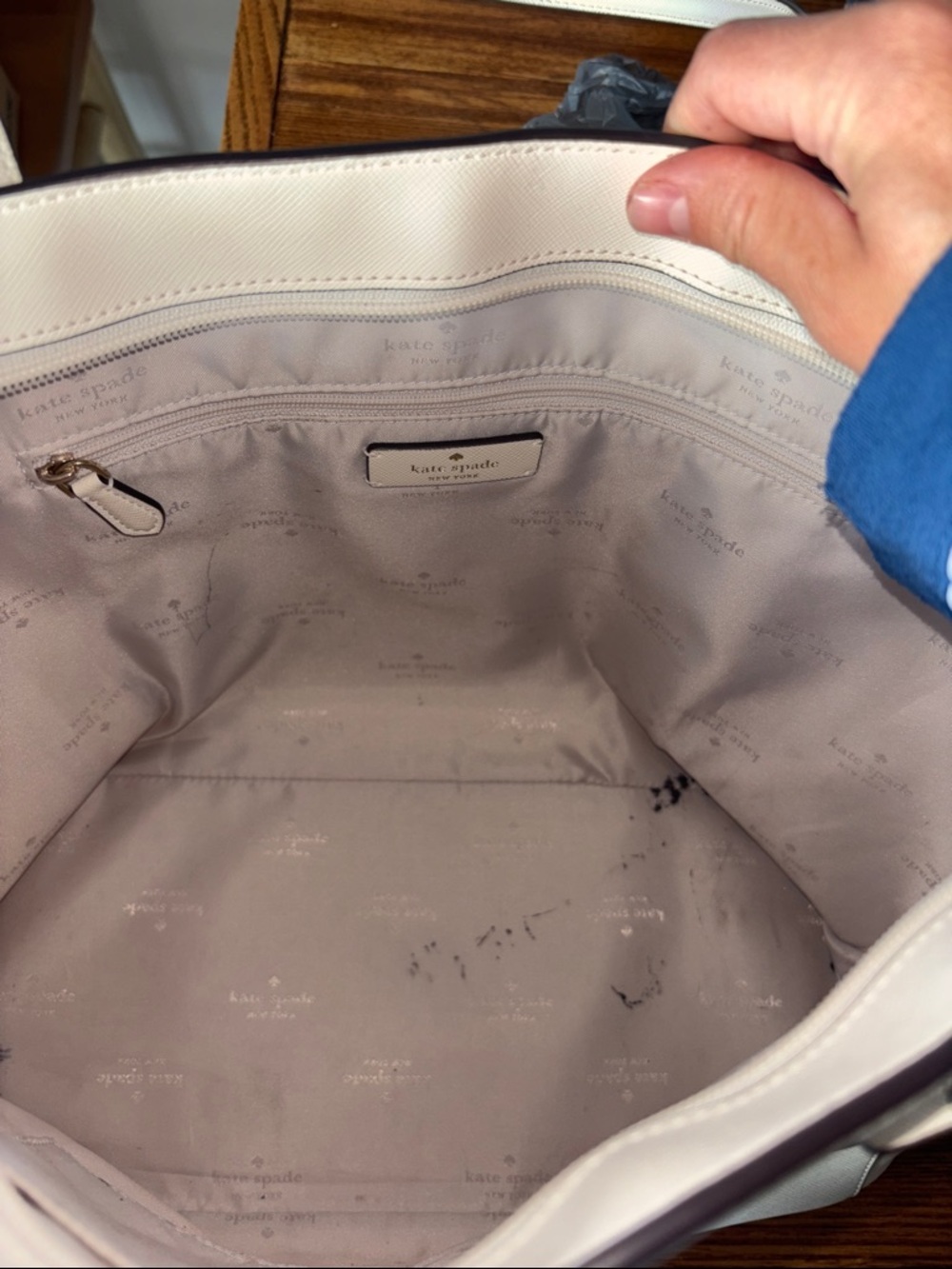kate spade White Leather Tote with Luggage Tag - Picture 9 of 14